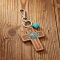 Turquoise Bloom Cross Key Fob