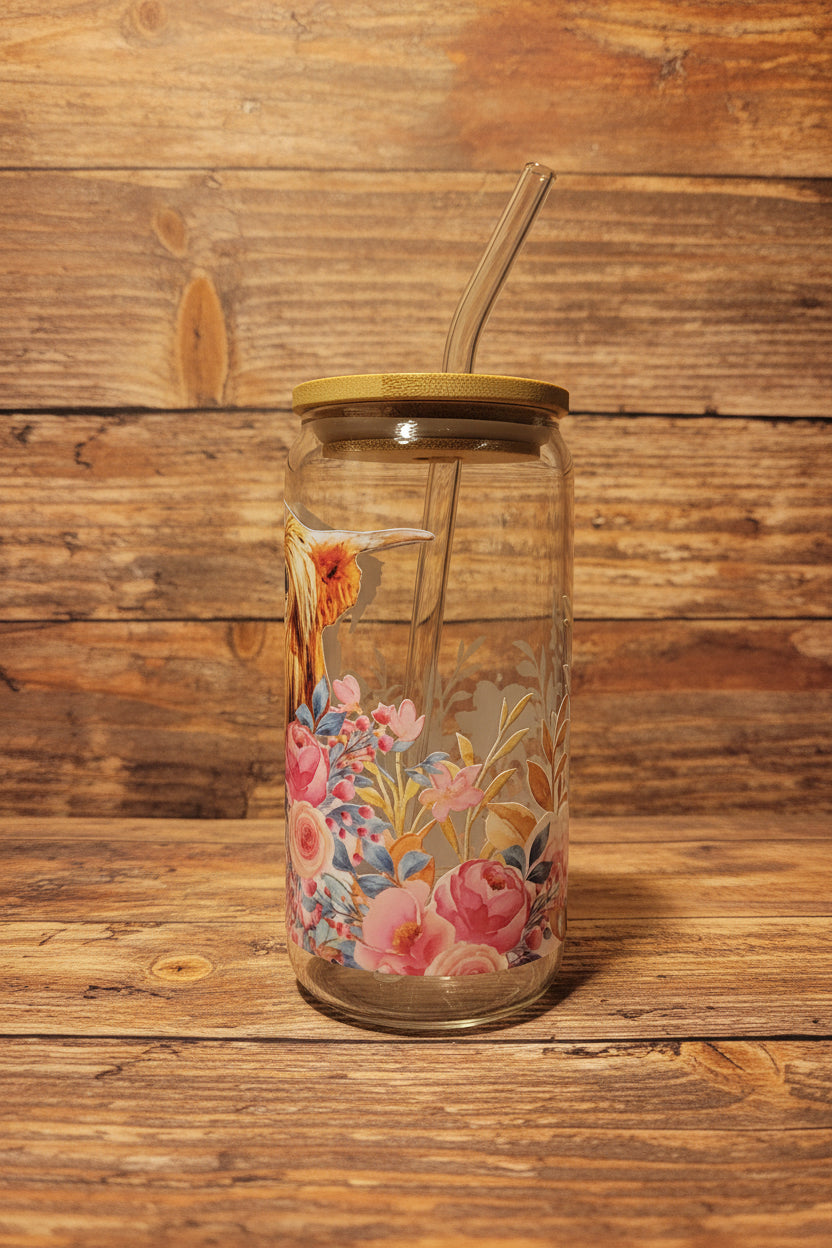 Floral Highland Cow Libbey Cup