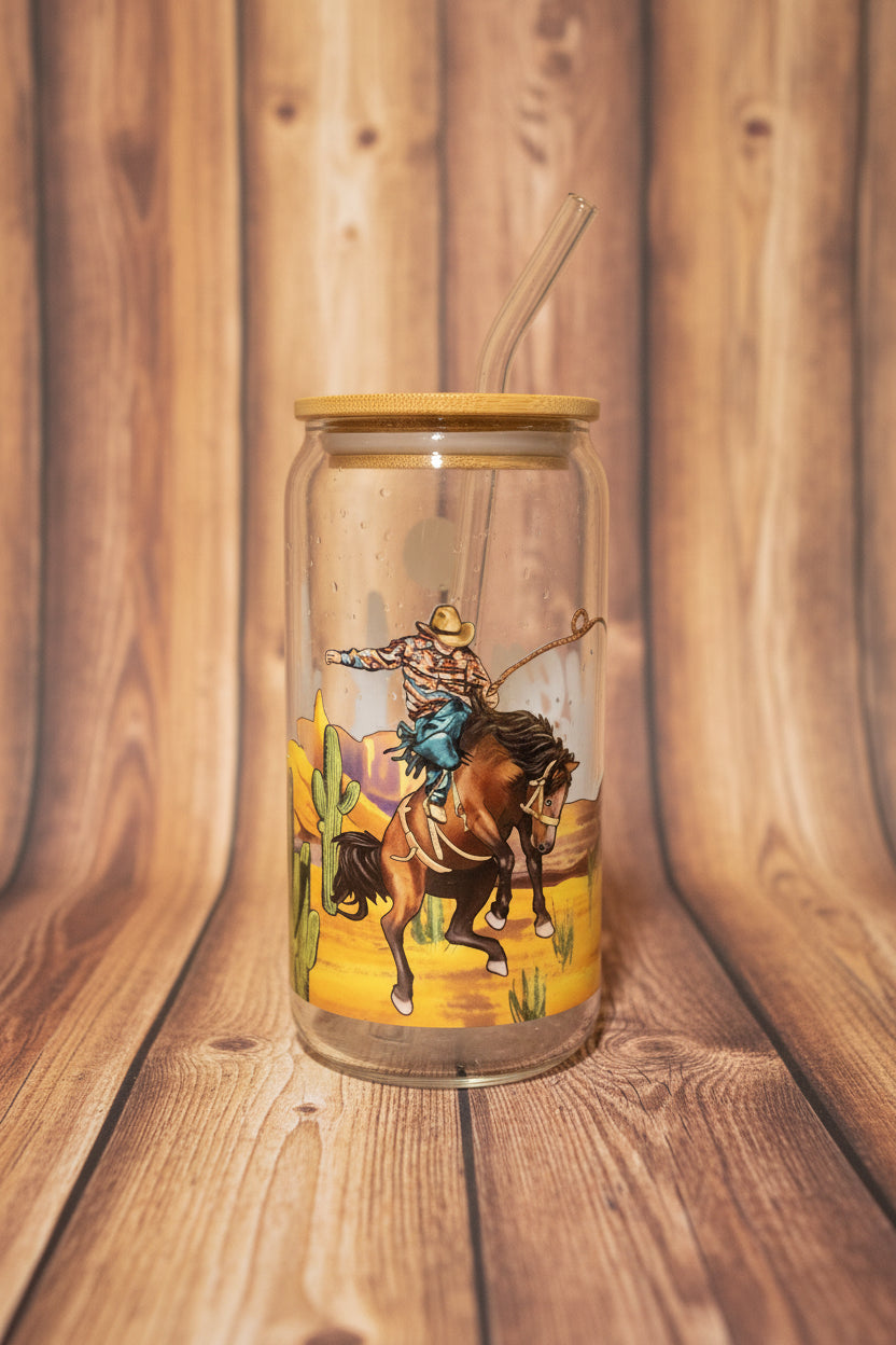 YeeHaw Cowboy Libbey Glass